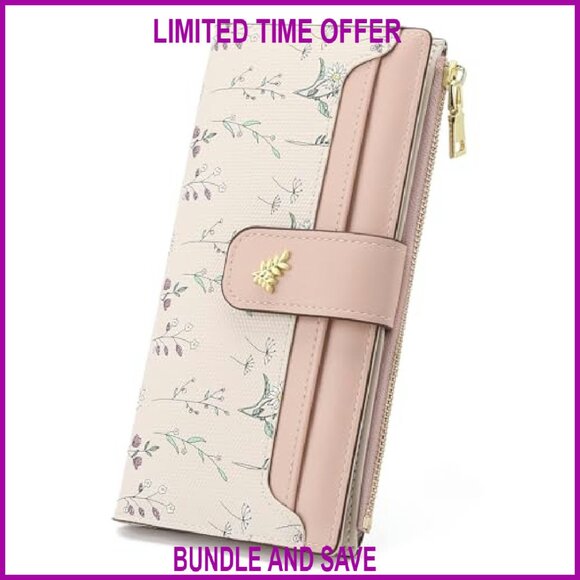 Slim RFID Vegan Leather Bifold Wallet with Zipper Pocket Card Holder - Picture 2 of 7